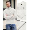 imageCOOFANDY Men Quarter Button Sweater Pullover Cable Knit Henley Mock Neck SweaterWhite