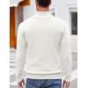 imageCOOFANDY Men Quarter Button Sweater Pullover Cable Knit Henley Mock Neck SweaterWhite