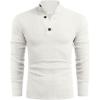 imageCOOFANDY Men Quarter Button Sweater Pullover Cable Knit Henley Mock Neck SweaterWhite