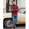 imageCOOFANDY Men Quarter Button Sweater Pullover Cable Knit Henley Mock Neck SweaterWine Red