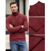 imageCOOFANDY Men Quarter Button Sweater Pullover Cable Knit Henley Mock Neck SweaterWine Red