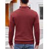 imageCOOFANDY Men Quarter Button Sweater Pullover Cable Knit Henley Mock Neck SweaterWine Red