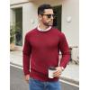imageCOOFANDY Mens Crewneck Sweater Casual Dress Pullover Sweater Slim Fit Lightweight Long Sleeve Raglan SweatersRed