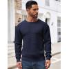 imageCOOFANDY Mens Crewneck Sweater Waffle Textured Pullover Sweaters Soft Midweight Knitted SweatersNavy Blue