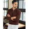 imageCOOFANDY Mens Knit Polo Sweater Casual Long Sleeve Quarter Zip Polo Sweater Classic Golf ShirtsBrown