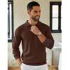 imageCOOFANDY Mens Knit Polo Sweater Casual Long Sleeve Quarter Zip Polo Sweater Classic Golf ShirtsBrown