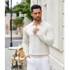 imageCOOFANDY Mens Knit Polo Sweater Casual Long Sleeve Quarter Zip Polo Sweater Classic Golf ShirtsWhite