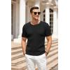 imageCOOFANDY Mens Knit T Shirt Short Sleeve Crewneck Casual Vintage TShirts Summer Twist Knitted Pullover TeeBlack