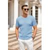 imageCOOFANDY Mens Knit T Shirt Short Sleeve Crewneck Casual Vintage TShirts Summer Twist Knitted Pullover TeeLight Blue