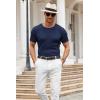 imageCOOFANDY Mens Knit T Shirt Short Sleeve Crewneck Casual Vintage TShirts Summer Twist Knitted Pullover TeeNavy Blue