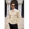 imageCOOFANDY Mens Ribbed Crewneck Sweater Long Sleeve Slim Fit Knitted Pullover SweaterBeige
