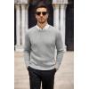 imageCOOFANDY Mens Ribbed Crewneck Sweater Long Sleeve Slim Fit Knitted Pullover SweaterLight Grey