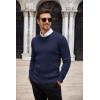 imageCOOFANDY Mens Ribbed Crewneck Sweater Long Sleeve Slim Fit Knitted Pullover SweaterNavy Blue