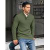 imageCOOFANDY Mens Shawl Collar Pullover Sweater Casual Slim Fit Button Textured Knit SweatersArmy Green