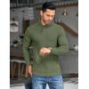 imageCOOFANDY Mens Shawl Collar Pullover Sweater Casual Slim Fit Button Textured Knit SweatersArmy Green