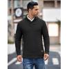 imageCOOFANDY Mens Shawl Collar Pullover Sweater Casual Slim Fit Button Textured Knit SweatersBlack