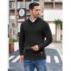 imageCOOFANDY Mens Shawl Collar Pullover Sweater Casual Slim Fit Button Textured Knit SweatersBlack