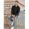 imageCOOFANDY Mens Shawl Collar Pullover Sweater Casual Slim Fit Button Textured Knit SweatersBlack