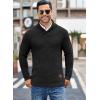 imageCOOFANDY Mens Shawl Collar Pullover Sweater Casual Slim Fit Button Textured Knit SweatersBlack