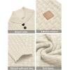 imageCOOFANDY Mens Shawl Collar Pullover Sweater Casual Slim Fit Button Textured Knit SweatersCream