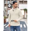 imageCOOFANDY Mens Shawl Collar Pullover Sweater Casual Slim Fit Button Textured Knit SweatersCream