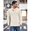 imageCOOFANDY Mens Shawl Collar Pullover Sweater Casual Slim Fit Button Textured Knit SweatersCream