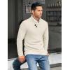 imageCOOFANDY Mens Shawl Collar Pullover Sweater Casual Slim Fit Button Textured Knit SweatersCream