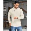 imageCOOFANDY Mens Shawl Collar Pullover Sweater Casual Slim Fit Button Textured Knit SweatersCream
