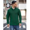 imageCOOFANDY Mens Shawl Collar Pullover Sweater Casual Slim Fit Button Textured Knit SweatersDark Green