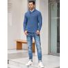 imageCOOFANDY Mens Shawl Collar Pullover Sweater Casual Slim Fit Button Textured Knit SweatersDenim Blue
