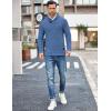 imageCOOFANDY Mens Shawl Collar Pullover Sweater Casual Slim Fit Button Textured Knit SweatersDenim Blue