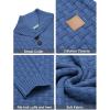 imageCOOFANDY Mens Shawl Collar Pullover Sweater Casual Slim Fit Button Textured Knit SweatersDenim Blue