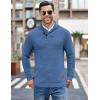 imageCOOFANDY Mens Shawl Collar Pullover Sweater Casual Slim Fit Button Textured Knit SweatersDenim Blue