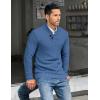 imageCOOFANDY Mens Shawl Collar Pullover Sweater Casual Slim Fit Button Textured Knit SweatersDenim Blue