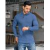 imageCOOFANDY Mens Shawl Collar Pullover Sweater Casual Slim Fit Button Textured Knit SweatersDenim Blue