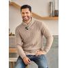 imageCOOFANDY Mens Shawl Collar Pullover Sweater Casual Slim Fit Button Textured Knit SweatersKhaki