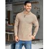 imageCOOFANDY Mens Shawl Collar Pullover Sweater Casual Slim Fit Button Textured Knit SweatersKhaki