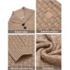 imageCOOFANDY Mens Shawl Collar Pullover Sweater Casual Slim Fit Button Textured Knit SweatersKhaki
