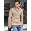 imageCOOFANDY Mens Shawl Collar Pullover Sweater Casual Slim Fit Button Textured Knit SweatersKhaki