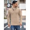 imageCOOFANDY Mens Shawl Collar Pullover Sweater Casual Slim Fit Button Textured Knit SweatersKhaki
