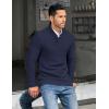 imageCOOFANDY Mens Shawl Collar Pullover Sweater Casual Slim Fit Button Textured Knit SweatersNavy Blue
