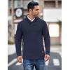 imageCOOFANDY Mens Shawl Collar Pullover Sweater Casual Slim Fit Button Textured Knit SweatersNavy Blue