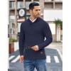 imageCOOFANDY Mens Shawl Collar Pullover Sweater Casual Slim Fit Button Textured Knit SweatersNavy Blue