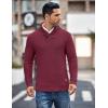 imageCOOFANDY Mens Shawl Collar Pullover Sweater Casual Slim Fit Button Textured Knit SweatersWine Red
