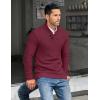 imageCOOFANDY Mens Shawl Collar Pullover Sweater Casual Slim Fit Button Textured Knit SweatersWine Red