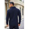 imageCOOFANDY Mens Shawl Collar Sweaters VNeck Relaxed Fit Cable Pullovers01navy Blue