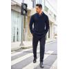 imageCOOFANDY Mens Shawl Collar Sweaters VNeck Relaxed Fit Cable Pullovers01navy Blue