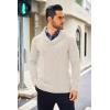 imageCOOFANDY Mens Shawl Collar Sweaters VNeck Relaxed Fit Cable PulloversApricot