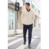 imageCOOFANDY Mens Shawl Collar Sweaters VNeck Relaxed Fit Cable PulloversApricot