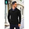 imageCOOFANDY Mens Shawl Collar Sweaters VNeck Relaxed Fit Cable PulloversBlack